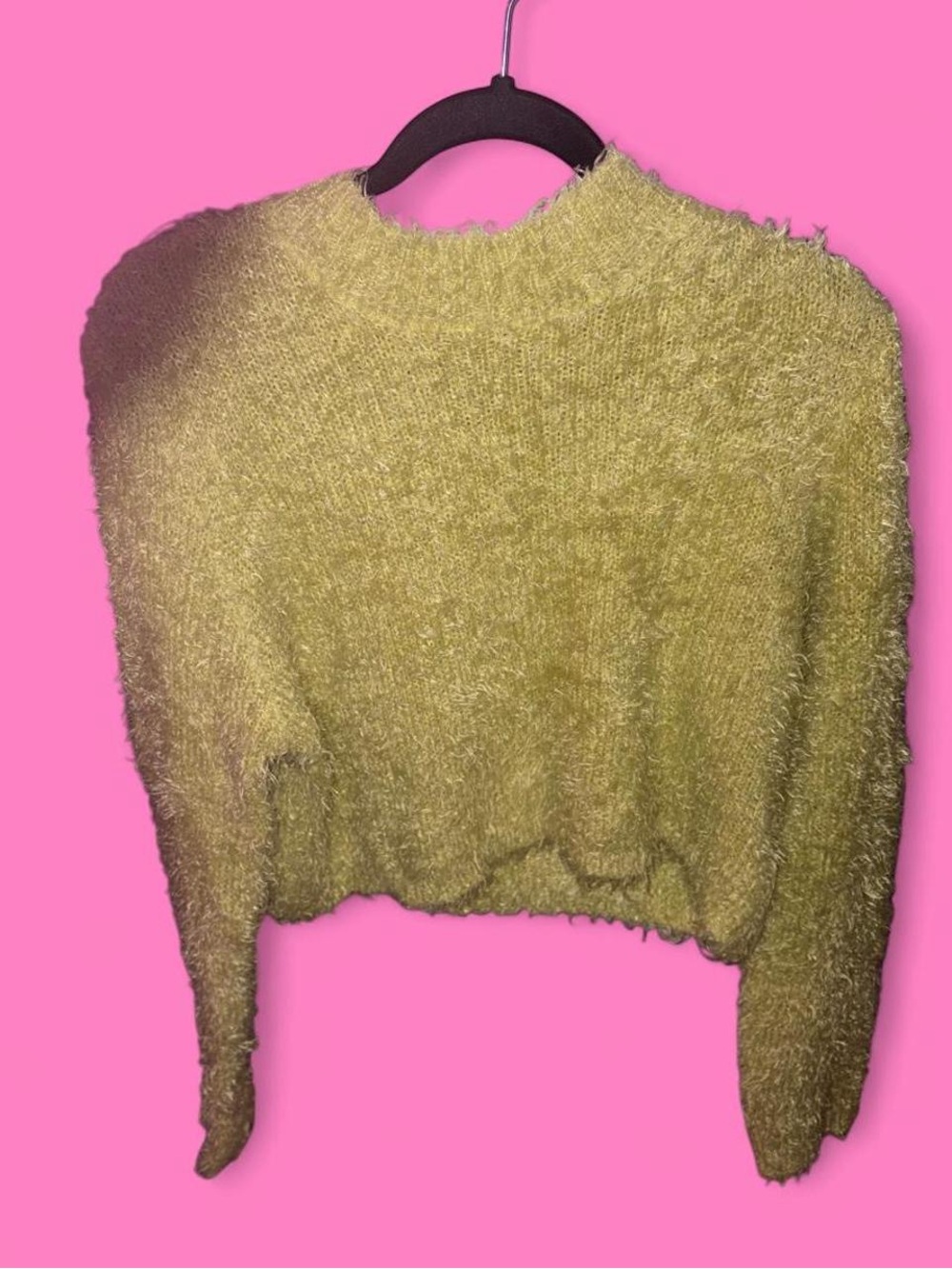 Fuzzy green Crewneck Sweater